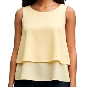 DG2 by Diane Gilman Bright Yellow Layered Easy Tank Women's Size S